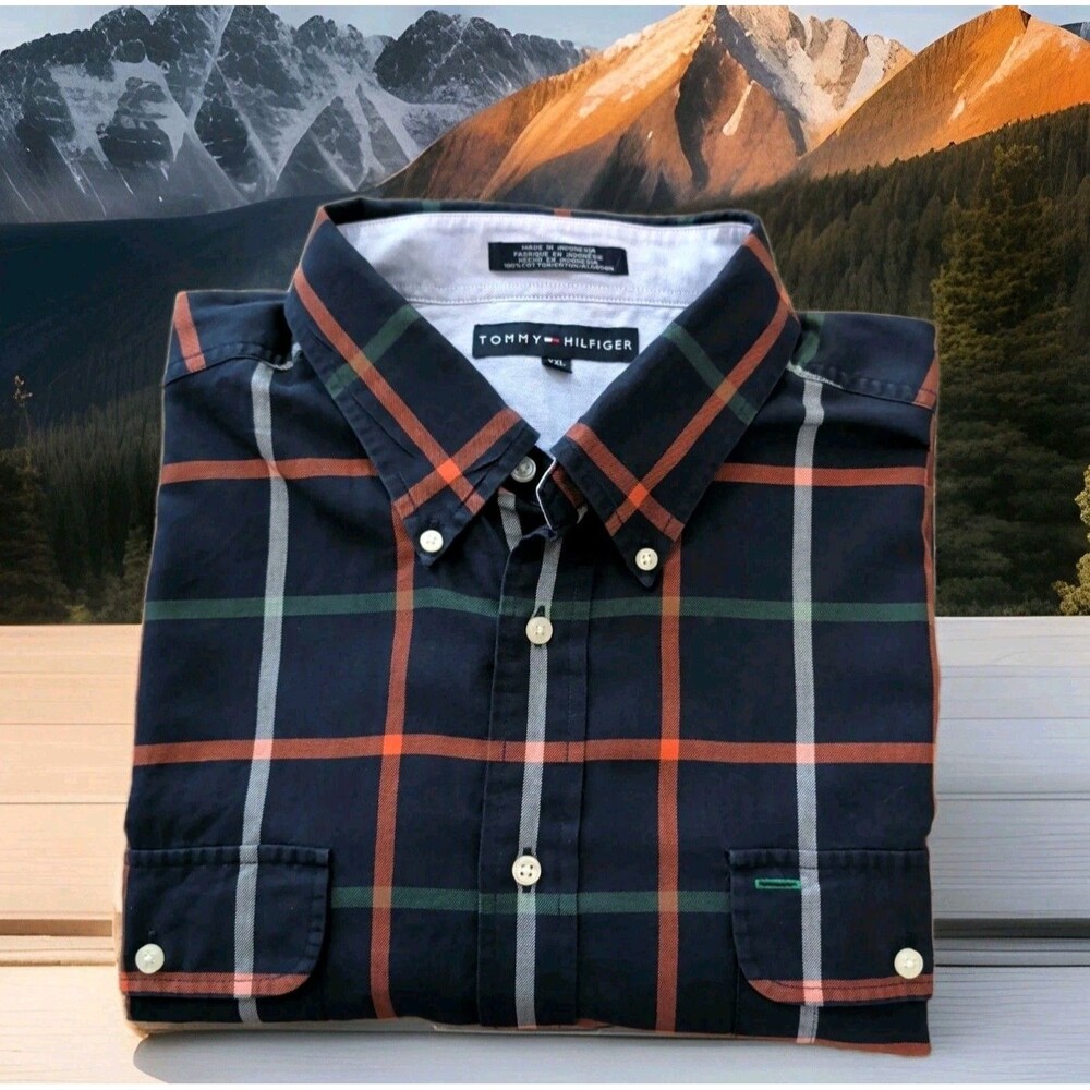 VINTAGE TOMMY HILFIGER PLAID DOUBLE POCKET SHIRT MENS XXLARGE 08-2001 EUC